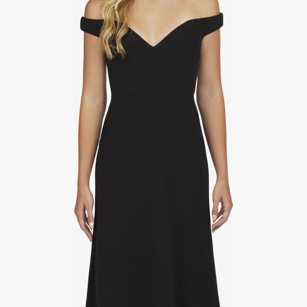 Katie May Off-Shoulder Black Midi Dress